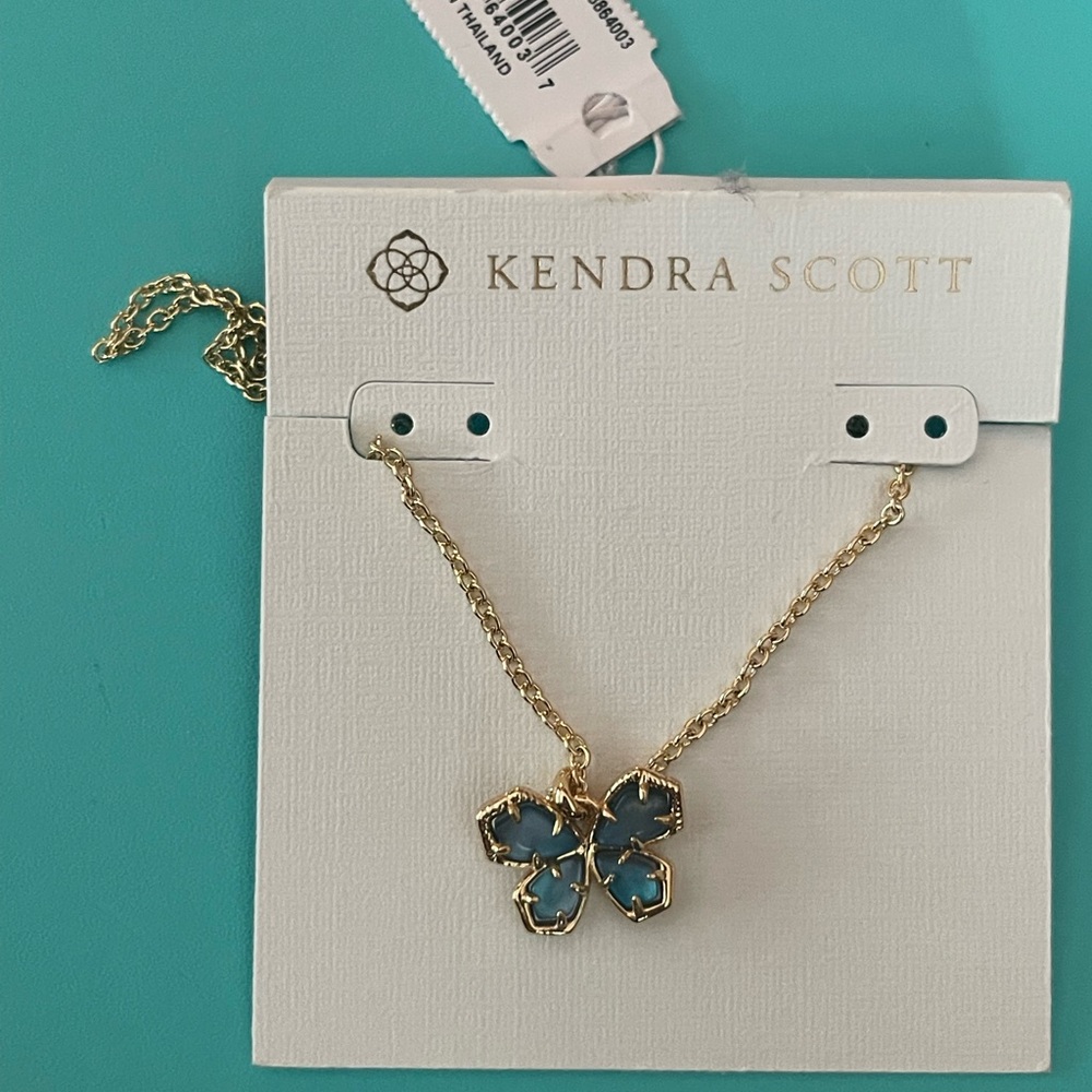 Kendra Scott Gold Chain with Blue Butterfly Pendant